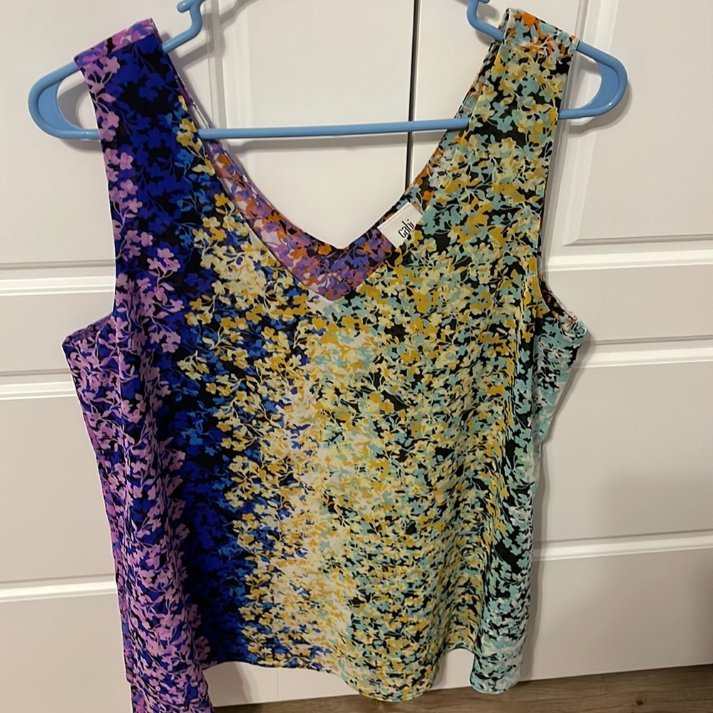 CAbi #5538 Women’s Merry Go Round Tank Top, lined, size large